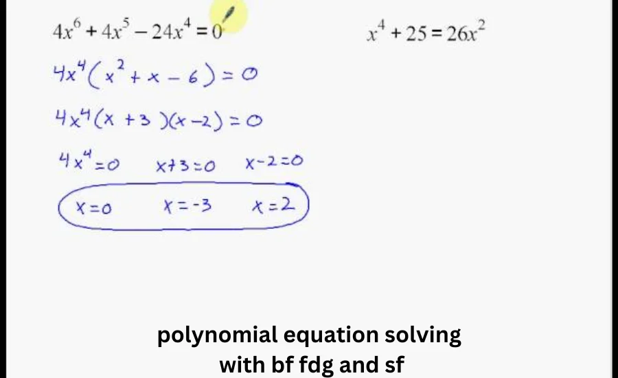 polynomial equation solving with bf fdg and sf